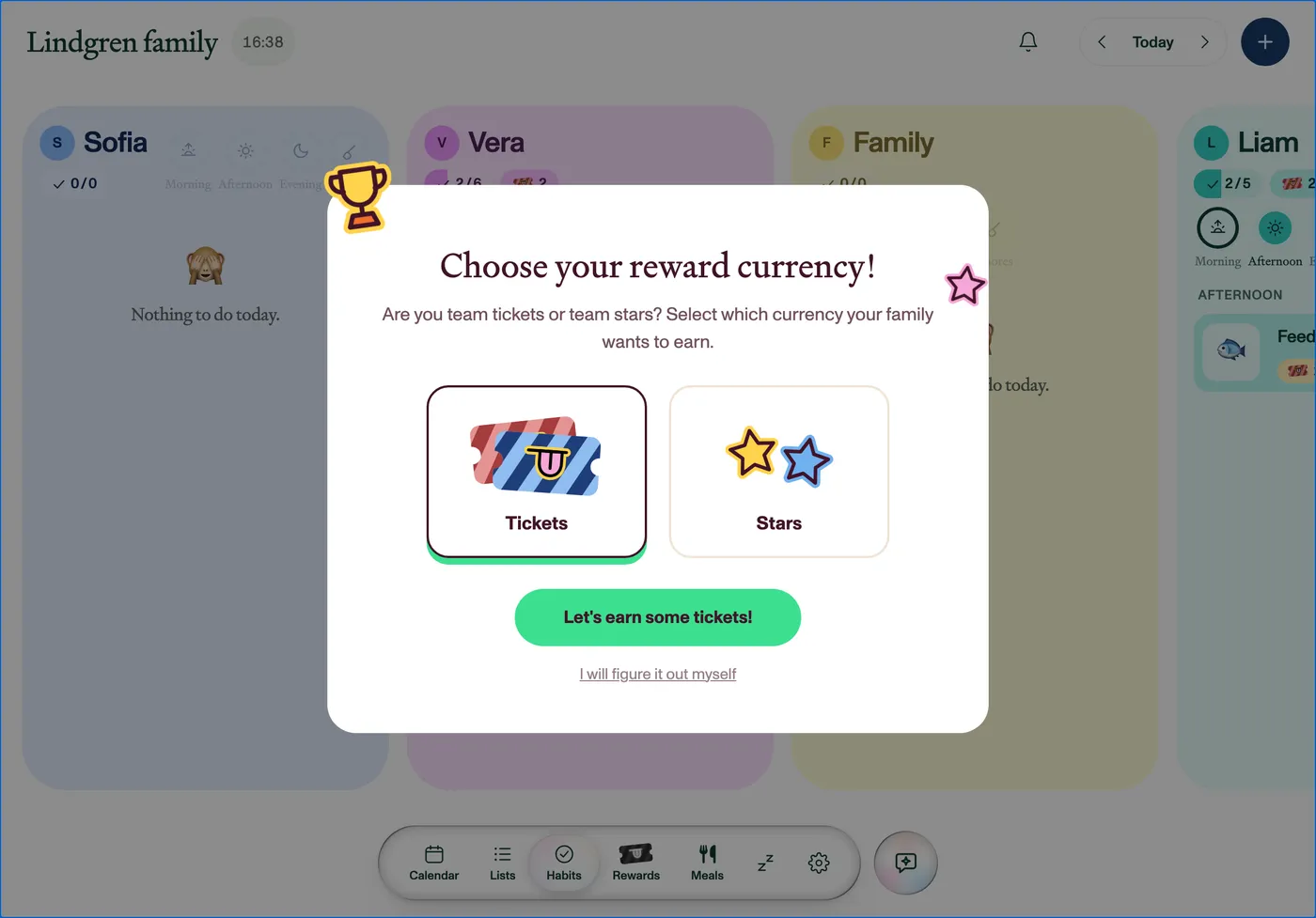 Choose your reward currency: tickets or stars