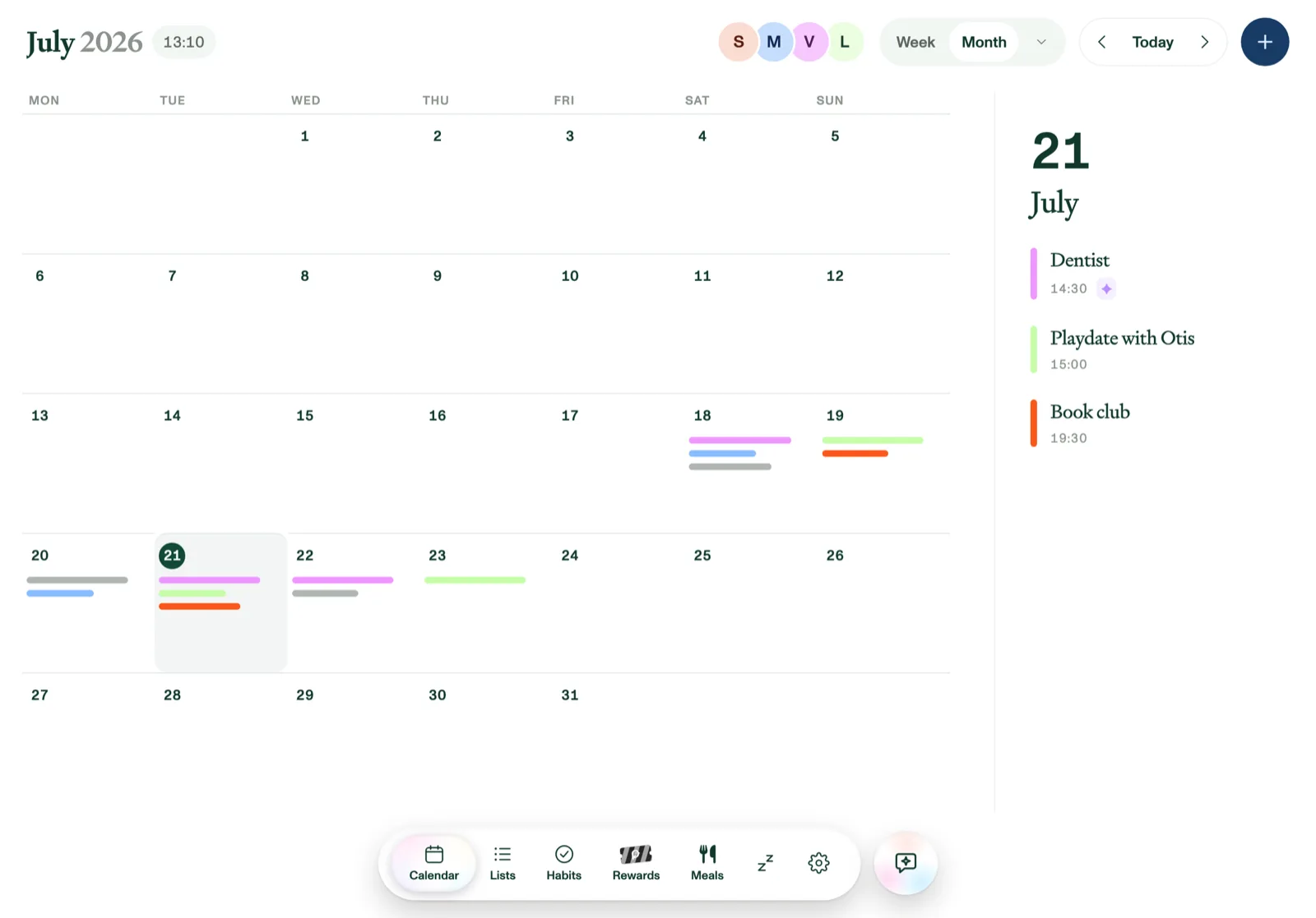 The month view