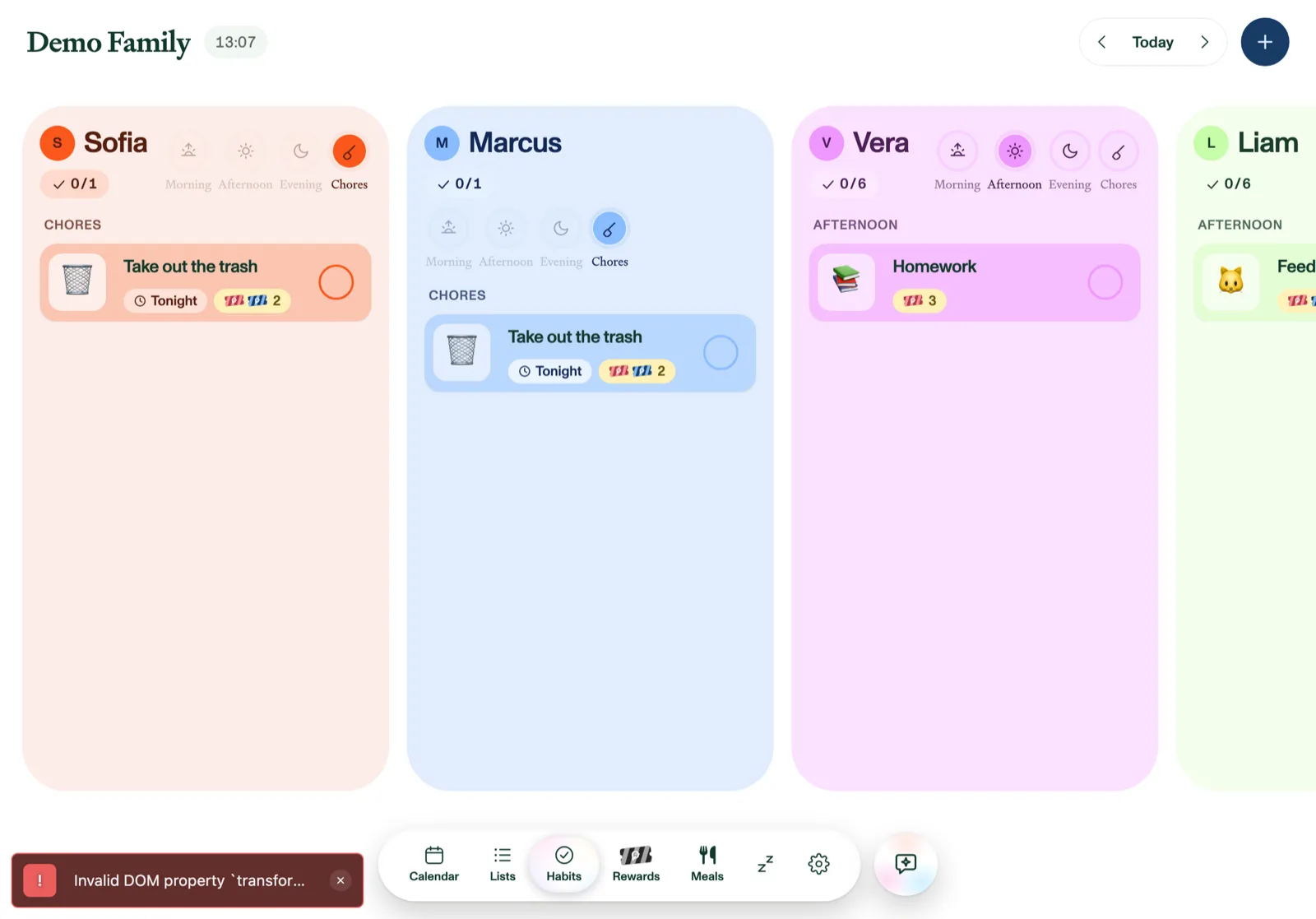 The Habits board