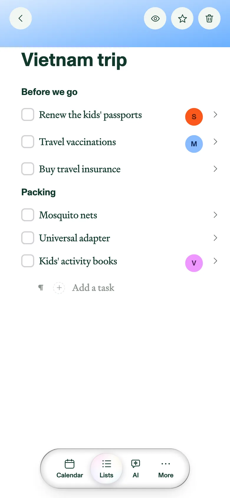 A list's cover running full-bleed on a phone
