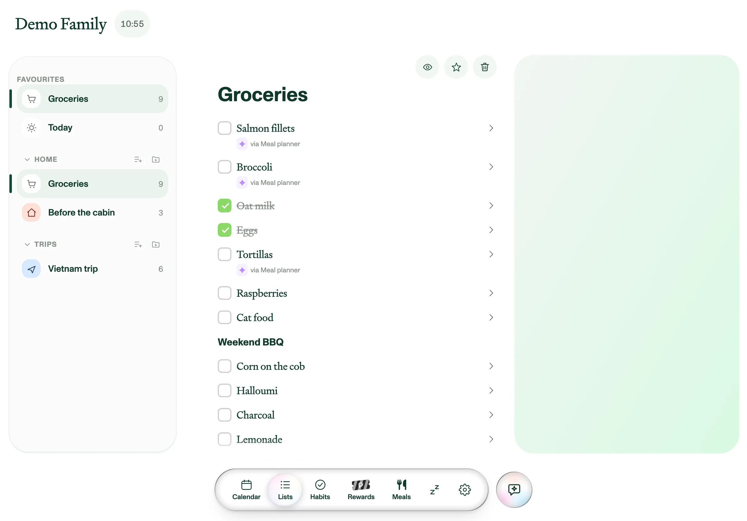 A shopping list