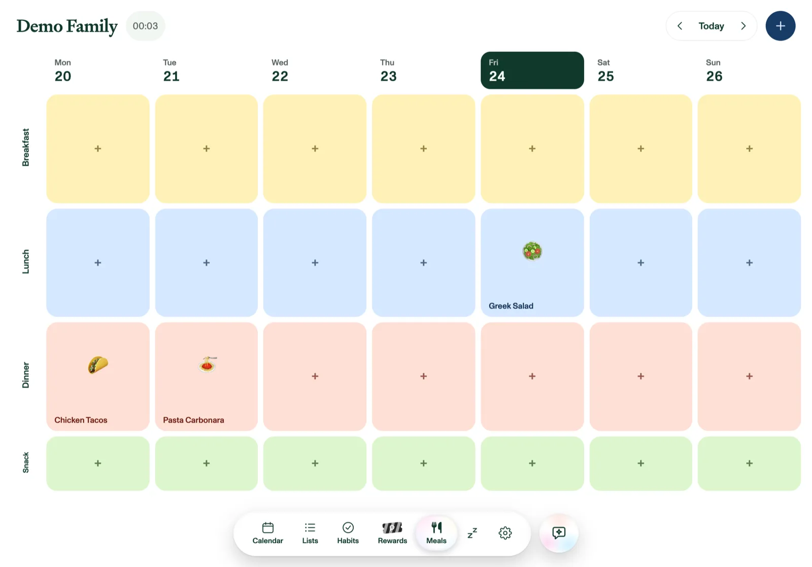 The weekly meal planner